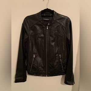 Express Women’s black faux leather jacket size L